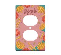 Plaque murale duplex en plastique pour frites et feuilles de tomates - Taille standard - Double prise de courant - Pour salon, chambre à coucher, maison et bureau