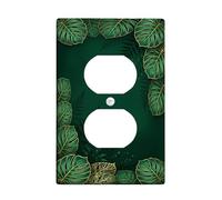 Plaque murale duplex en plastique vert tropical, fougères tropicales, taille standard pour prises électriques pour maison, salon, nouvel appartement