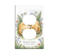 Plaque murale duplex pour chien, fleurs fantaisistes, fougères, printemps vert, taille standard, pour prises électriques pour salon, chambre à coucher, maison, bureau