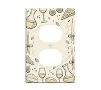 Plaque murale duplex pour cuisine à vin, bougie au fromage rustique gourmande en plastique beige taille standard pour prises électriques pour maison, salon, chambre à coucher, salle de bain