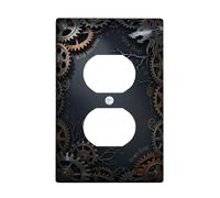 Plaque murale duplex pour engrenages - Branches de loup industrielles Steampunk - Sans bronze - Taille standard - Pour prises électriques - Pour salon, chambre à coucher, maison et bureau