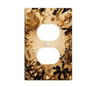 Plaque murale duplex pour fête, célébration élégante étoile champagne, Nouvel An, plastique doré, taille standard, double prise de courant pour chambre à coucher, salle de bain, cuisine, entrée
