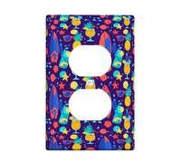 Plaque murale duplex pour planche de surf, motif ananas tropical, coloré, cocktail, été, bleu, taille standard pour prises électriques pour chambre à coucher, salle de bain, cuisine, entrée