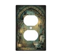 Plaque murale duplex pour salle de bain en forme de chat - Bougie de toilette gothique fantaisie d'Halloween - En plastique bleu sarcelle - Taille standard pour prises électriques - Pour chambre à