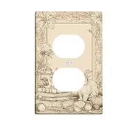 Plaque murale duplex pour salle de bain motif lapin, vintage rustique, fleurs de printemps, en plastique beige, taille standard pour prises électriques pour chambre à coucher, bureau, cuisine, entrée