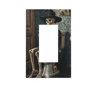 Plaque murale effrayante squelette d'Halloween dans les toilettes - Plaque murale à bascule unique - Décoration pour la maison, la cuisine, la salle de bain