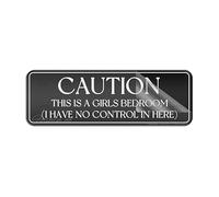 Plaque murale en acrylique pour mur avec inscription « Caution This Is A Girls Bedroom I Have No Control In Here » - Plaque rétro en acrylique avec adhésifs puissants pour porte, bureau, entreprise