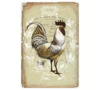 Plaque murale en aluminium avec coq français - 20,3 x 15,2 cm - Décoration murale pour maison, bar, pub