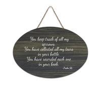 Plaque murale en bois avec inscription « You Keep Track of All My Sorrows You Have Collected All My Tears in Your Bottle You Have Recorded » - Décoration murale rustique en bois - 15,2 x 25,4 cm