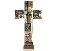 Plaque murale en bois avec mots croisés chrétiens et dictons en forme de croix avec mots inspirants pour la maison, la fête de Pâques, l'intérieur et l'extérieur (style vif, 30 x 20 x 0,4 cm)