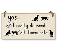 Plaque murale en bois faite à la main avec inscription « I Really Do Need All These Cats »