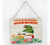 Plaque murale en bois « It's Five O'Clock Somewhere » - Décoration de chambre - 25,4 x 30,5 cm