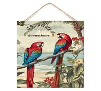 Plaque murale en bois « It's Five O'Clock Somewhere » - Décoration d'intérieur rustique et colorée - Pour les amoureux des animaux domestiques - Cadeau de ferme - Panneau mural rétro en bois pour