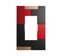 Plaque murale en bois lisse poli rouge et noir - Plaque murale à bascule simple - Décoration pour la maison, la cuisine, la salle de bain