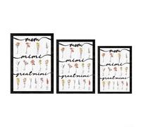 Plaque murale en bois personnalisée avec fleur du mois de naissance et noms de petits-enfants, symbolisant les liens familiaux et l'amour pour l'anniversaire de grand-mère (M)