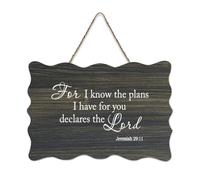 Plaque murale en bois rustique avec inscription « For I Know The Plans I Have for You Declares The Lord Jeremiah 29:11 » - Décoration murale rustique - 15,2 x 25,4 cm