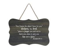 Plaque murale en bois rustique avec inscription « For I Know The Plans I Have for You Declares The Lord Jeremiah 29:11 » - Décoration murale rustique - 15,2 x 25,4 cm