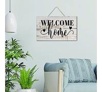 Plaque murale en bois vieilli avec inscription « Welcome Home » - 15,2 x 25,4 cm - Décoration murale en bois avec dictons - Décoration d'intérieur pour salon, bureau