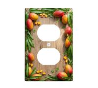 Plaque murale en forme de mangue duplex, feuilles tropicales naturelles, en plastique vert d'été, taille standard pour prises électriques pour maison, salon, chambre à coucher, salle de bain