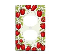 Plaque murale en forme de poivre, plaque murale duplex pour jardin, feuilles de vigne rustiques, en plastique rouge, taille standard pour prises électriques pour chambre à coucher, salle de bain