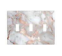 Plaque murale en marbre blanc avec impression or rose - Triple panneau de garniture d'interrupteur à bascule - Plaque décorative à 3 interrupteurs