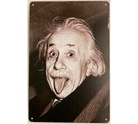 Plaque murale en métal - Albert Einstein montrant la langue classique - 20,3 x 30,5 cm
