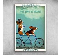 Plaque murale en métal avec inscription Basset Hound Riding A Bike Two Dogs 20,3 x 30,5 cm