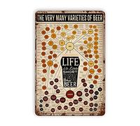 Plaque murale en métal avec inscription « Beer The Very Many Varieties of Beer » - Style vintage rustique - 20,3 x 30,5 cm