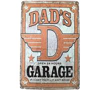 Plaque murale en métal avec inscription « Dad’s Garage »