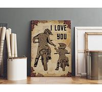 Plaque murale en métal avec inscription « Father And Son Motocross, Motorcycle Dad And Son, Gift For Dad From Son, Birthday Gift For Dad » pour papa, motard papa à mon fils, 20,3 x 30,5 cm