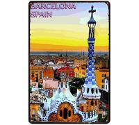 Plaque murale en métal Barcelone Espagne 20,3 x 30,5 cm