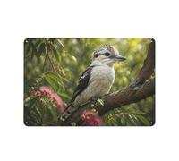 Plaque Murale En Métal Bird Kookaburra 20x30cm Déco Maison | Créez un mur plus vivant dans l'espace loisirs avec des plaques métal comme détail mural.