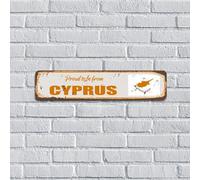 Plaque murale en métal personnalisée avec inscription « Proud to Be from Cyprus » - Cadeau pour voyageur - Cadeau pour pubs, club, cabine, arrière-cour - 10,2 x 45,7 cm