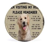 Plaque murale en métal ronde et rustique avec inscription « When Visiting My House Please Remember » - Plaque murale en métal - Panneau d'entrée - Poster chic pour décoration de maison ou de chambre à