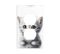Plaque murale en polycarbonate durable avec imprimé de chat gris YYHWHJDE Poor Little Grey - Résistant à la chaleur et à la décoloration, facile à nettoyer - Taille standard - 11,4 x 7 cm