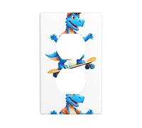 Plaque murale en polycarbonate durable, résistant à la chaleur et à la décoloration, facile à nettoyer, motif dinosaure bleu MSRHIUEF sur planche à roulettes, 11,4 x 7 cm, taille standard