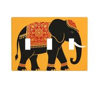 Plaque murale en polycarbonate incassable et résistante à la chaleur Motif éléphant Mandala 3 interrupteurs à bascule Décoration pour la maison