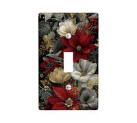 Plaque murale en thermoplastique pour interrupteur à motif floral festif, fleurs de vacances rouges et dorées pour décoration d'intérieur, plaques murales en thermoplastique, taille standard