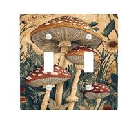Plaque murale en thermoplastique pour interrupteur motif champignon d'automne, tons de terre chauds pour une décoration confortable, plaques murales en thermoplastique, double bascule de taille