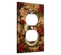 Plaque murale en thermoplastique pour interrupteur, motif floral rose dans des tons chauds pour décoration toute l'année, plaque murale thermoplastique, prise duplex simple de taille standard