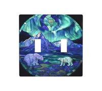 Plaque murale en verre teinté avec motif ours polaires - 11,4 x 11,4 cm