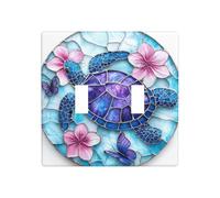 Plaque murale en verre teinté avec motif tortue bleue - 11,4 x 11,4 cm