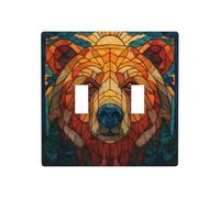 Plaque murale en verre teinté motif ours double gang 11,4 x 11,4 cm