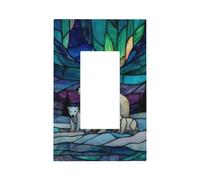 Plaque murale en vitrail en forme de famille d'ours polaires - Plaque murale à bascule unique - Décoration pour la maison, la cuisine, la salle de bain