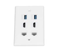 Plaque Murale Ethernet 6 Ports, USB3.0 RJ45 Cat6 Femelle à Femelle Jack Inline Coupler Plates Ethernet Wall Plate Outlet pour HDTV Projector Computer