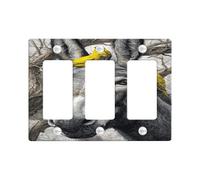 Plaque murale fantaisie âne pour interrupteur - Art animal gris avec oiseaux jaunes pour décoration rustique, plaques murales en thermoplastique - Plaque murale à 3 interrupteurs de taille standard