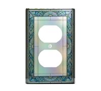 Plaque murale géométrique duplex, art vintage feuille cercle sans plastique bleu, taille standard pour prises électriques pour nouvel appartement, maison, chambre à coucher, bureau