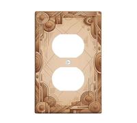 Plaque murale géométrique duplex, cercles abstraits modernes, lignes N/A, en plastique beige, taille standard pour prises électriques pour nouvel appartement, maison, chambre à coucher, bureau