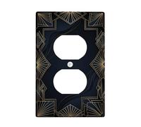 Plaque murale géométrique duplex, lignes modernes N/A en plastique noir, taille standard, double prise de courant pour maison, salon, nouvel appartement