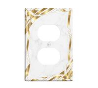 Plaque murale géométrique duplex, moderne et élégante, marbre doré, sans plastique blanc, taille standard, double prise de courant pour maison, salon, chambre à coucher, salle de bain